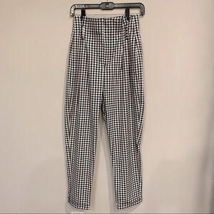 Bershka Plaid High Waisted Trousers